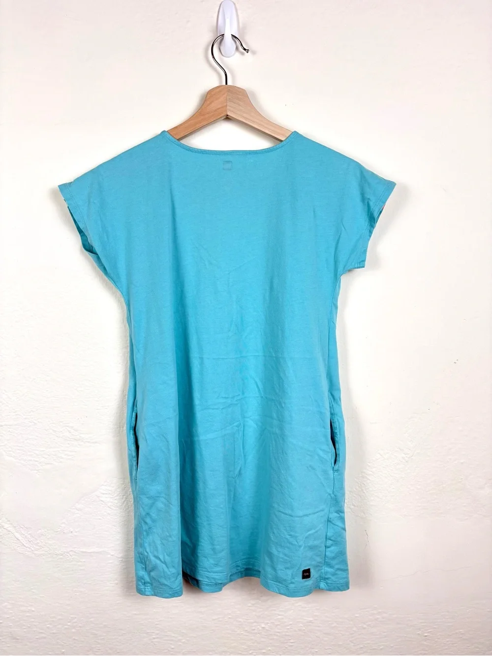Tea Collection Girls Size 8 Turquoise Blue Floral Yoke T-Shirt Shift Dress